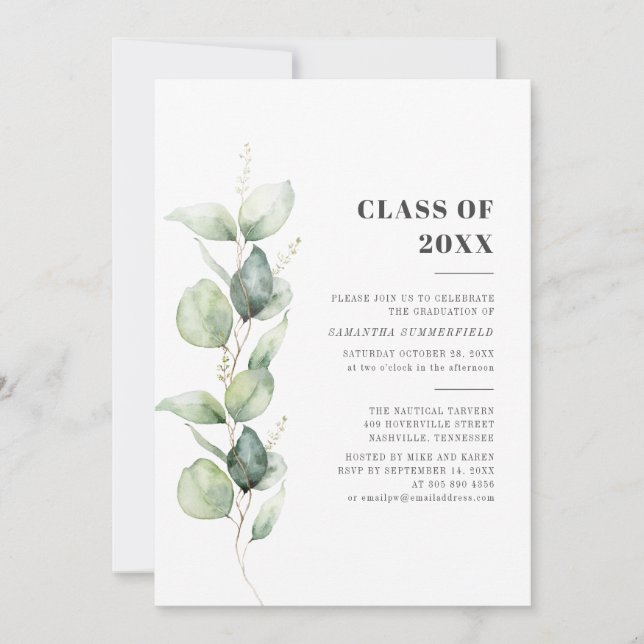  Graduation 2025  Eucalyptus Grad Party Invitation (Front)