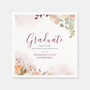 Graduation 2025 Floral Watercolor Party Paper Napkin