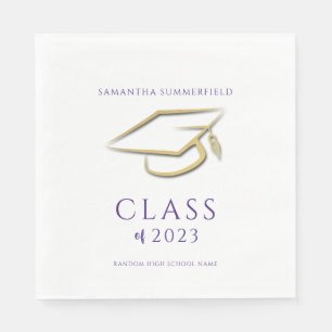 Graduation 2025 Gold Cap Grad Typography Party Napkin