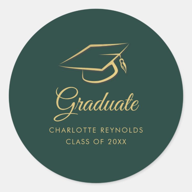 Graduation 2025 Grad Cap Modern Classic Round Sticker (Front)
