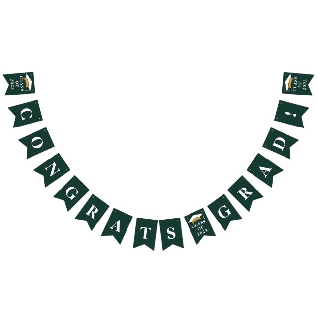 Graduation 2025 Grad Green White Bunting (All)