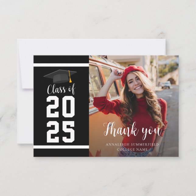 Graduation 2025 Grad Photo Thank You Card (Front)