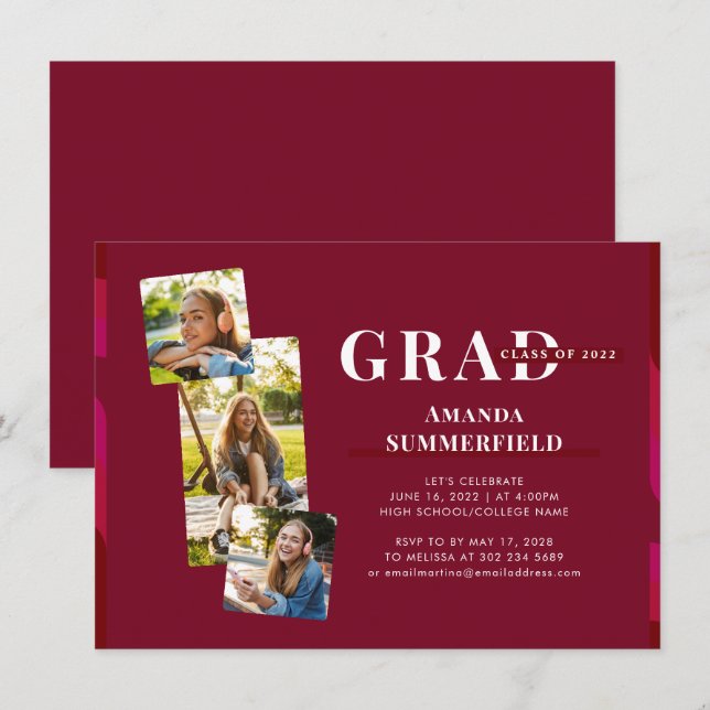 Graduation 2025 Grad Photos Party Invitation (Front/Back)