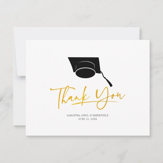 Graduation 2025 Graduate Cap Script Modern Thank You Card (Front)
