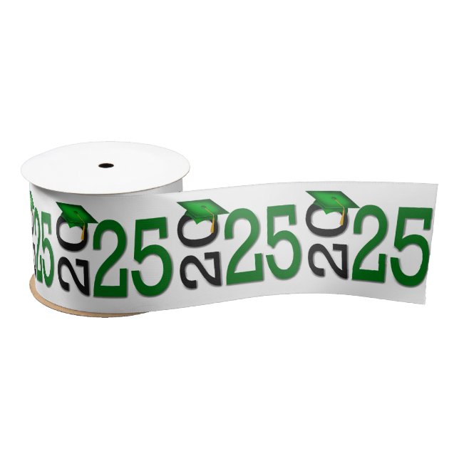 Graduation 2025 Green and Black Satin Ribbon (Spool)