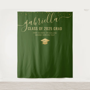 Graduation 2025 Green Photo Booth Selfie Backdrop Tapestry