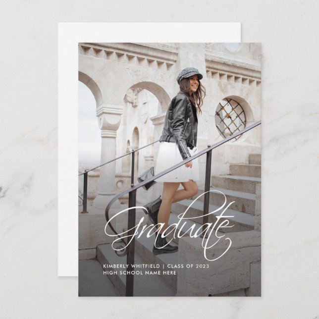 Graduation 2025 Hand-Lettered Photo Announcement (Front/Back)