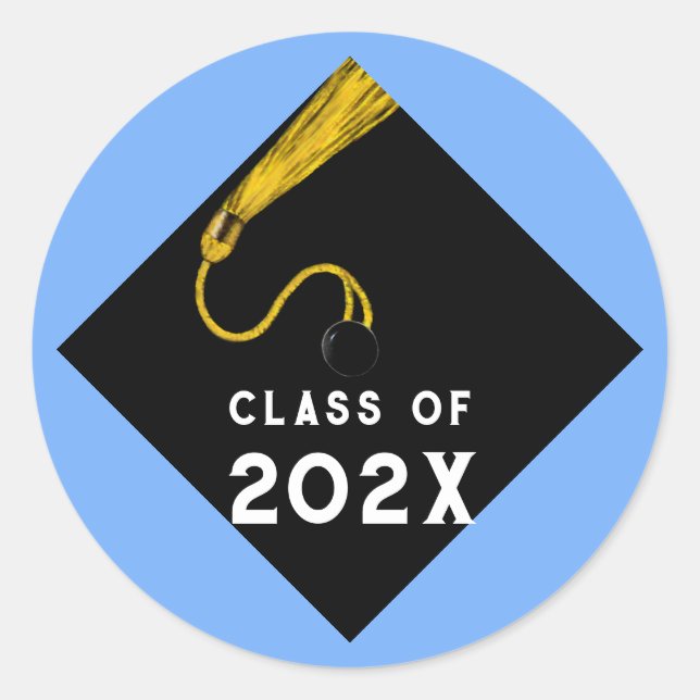 Graduation 2025 Light Blue Classic Round Sticker (Front)