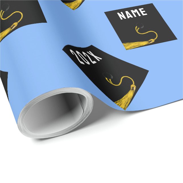 Graduation 2025 Light Blue Gift Wrapping Paper (Roll Corner)