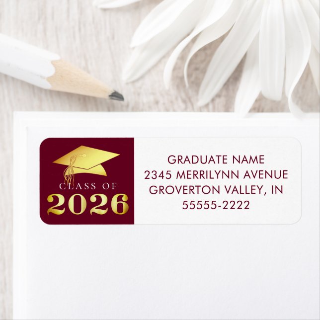 Graduation 2025 Maroon Elegant Faux Gold Foil (Insitu)