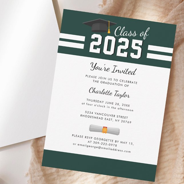 Graduation 2025 Modern Grad Party Invitation (Graduation 2025 Party Green Modern Grad Invitation)