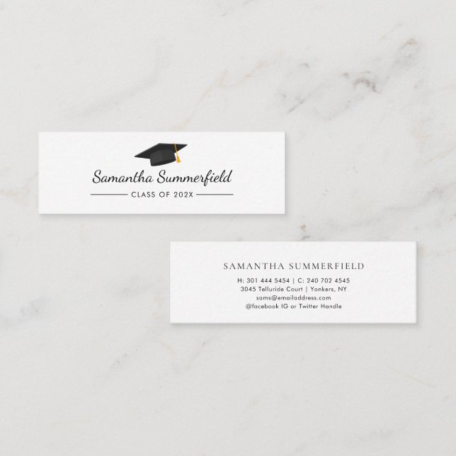 Graduation 2025 Modern Script Name Mini Business Card (Front/Back)