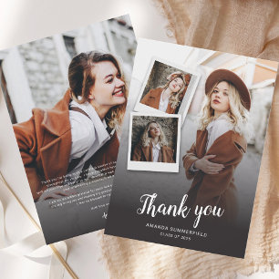 Graduation 2025 Multi Photo Script Grad Party Thank You Card