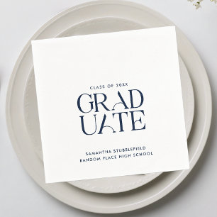 Graduation 2025 Navy Blue Elegant Party Paper Napkin