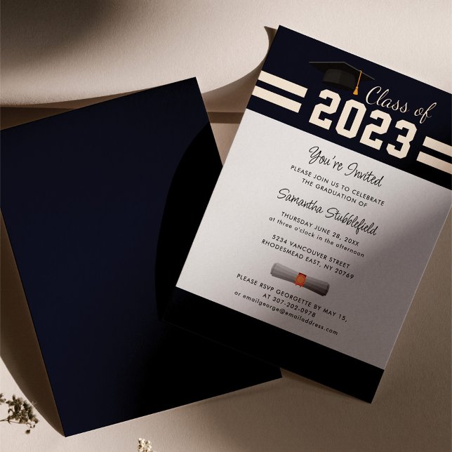 Graduation 2025 Navy Blue Grad Party Rose Gold (Creator Uploaded)