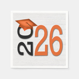 Graduation 2025 Orange and Black On Wood  Napkin