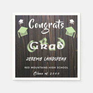 Graduation 2025 Pale Green & White Blurred Text Napkin