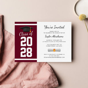 Graduation 2025 Party Burgundy Modern Grad Invitation