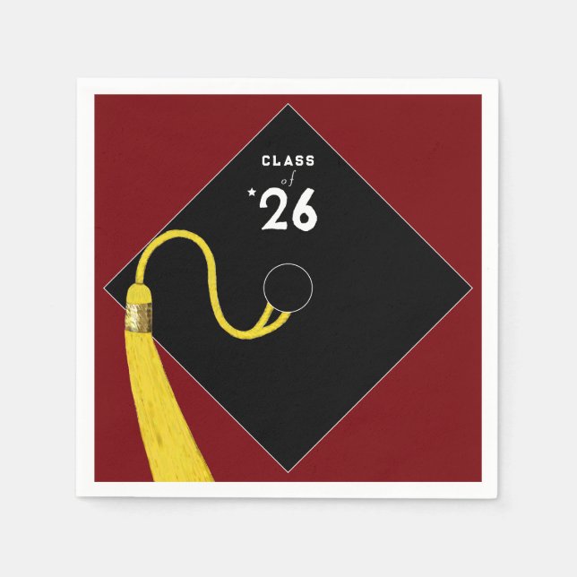 Graduation 2025 Party Maroon Napkin (Front)