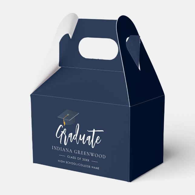 Graduation 2025 Party Navy Blue Minimalist Favour Box (Front Side)