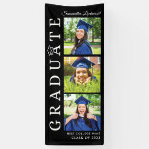 Graduation 2025 Photo Collage Black and White Grad Banner