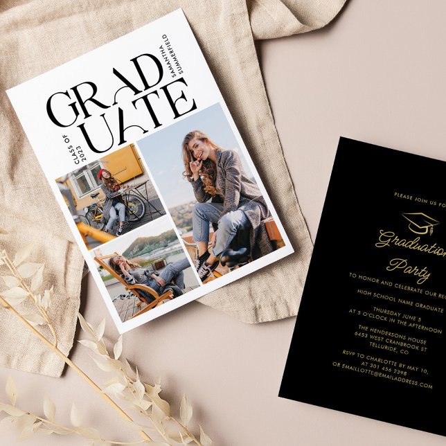 Graduation 2025 Photo Collage Grad Party Invitation (Creator Uploaded)