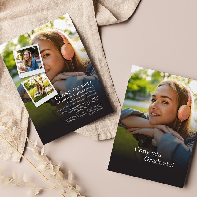 Graduation 2025 Photo Collage Grad Party Invitation (Graduation 2024 Photo Collage Open House Party Invitation)