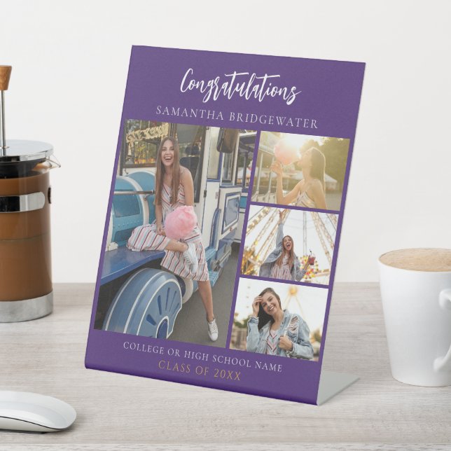 Graduation 2025 Photo Collage Grad Party Pedestal Sign (In SItu)