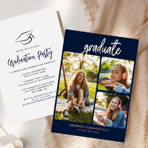 Graduation 2025 Photo Collage Grad Party Rose Gold