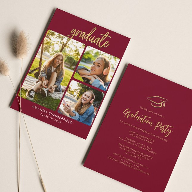Graduation 2025 Photo Collage Graduate Party Invitation (Graduation 2024 Graduate Photo Collage Script Party Invitation)