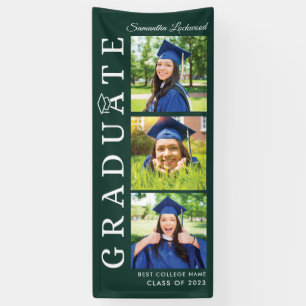 Graduation 2025 Photo Collage Green and White Grad Banner