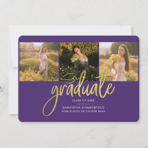 Graduation 2025 Photo Collage Script Purple Gold Announcement