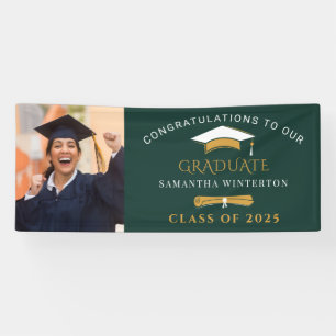 Graduation 2025 Photo Green Graduate Party Banner