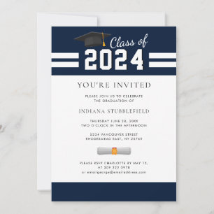Graduation 2025 Photo Navy Blue Graduate Party Invitation