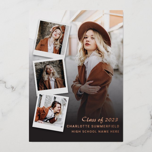 Graduation 2025 Photo Rose Gold Foil Announcement (Front)