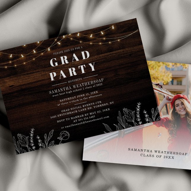 Graduation 2025 Photo Rustic Grad Party Invitation (Creator Uploaded)