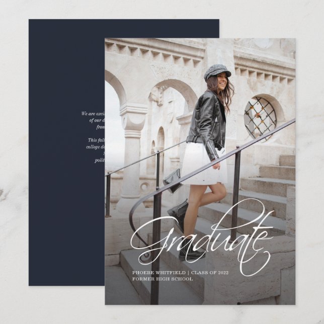 Graduation 2025 Photo Script Elegant Announcement (Front/Back)