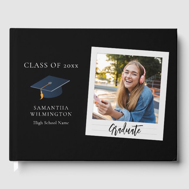 Graduation 2025 Photo Script Grad Party Guest Book (Front)