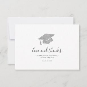 Graduation 2025 Photo Silver Grad Cap Script Thank You Card