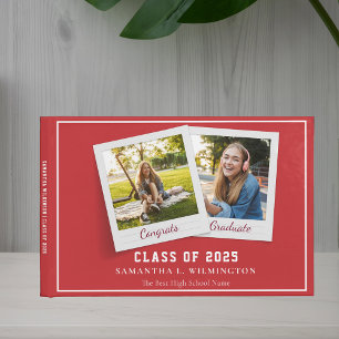 Graduation 2025 Photos Grad Party Red Modern Guest Book