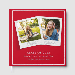 Graduation 2025 Photos Grad Party Silver Foil Guest Book