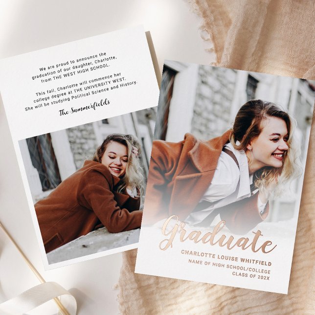 Graduation 2025 Photos Rose Gold Foil Announcement (Graduation 2025 Photos Rose Gold Foil Announcement)