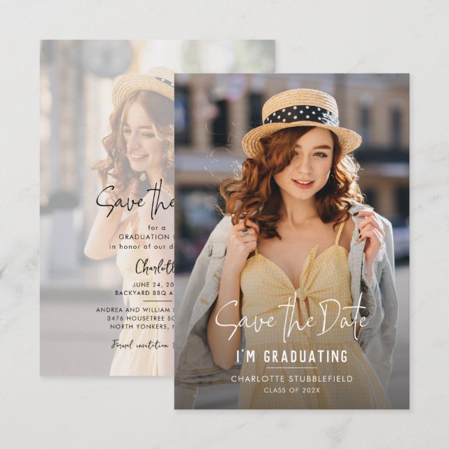 Graduation 2025 Photos Save the Date Announcement (Front/Back)