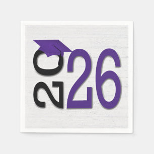 Graduation 2025 Purple and Black On Wood  Napkin