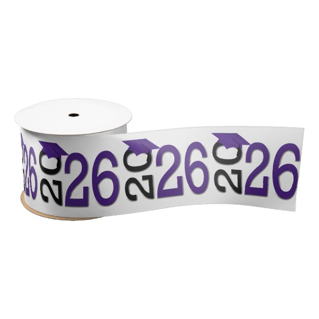Graduation 2025 Purple and Black Satin Ribbon (Spool)