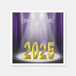 Graduation 2025 Purple and Gold In Spotlight  Napkin