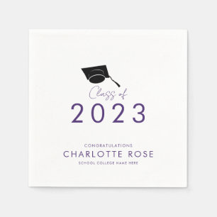 Graduation 2025 Purple Script Party Paper Napkin