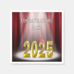 Graduation 2025 Red and Gold In Spotlight  Napkin
