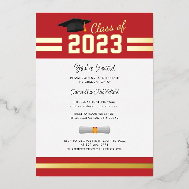 Graduation 2025 Red Grad Party Gold (Front)