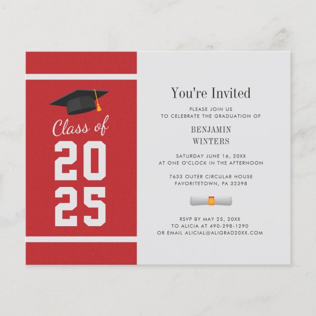 Graduation 2025 Red Grad Party Invitation (Front)